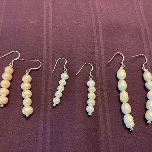 Set of 3 pearl earrings